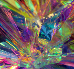 gefaltete Kunststofffolie mit Spektralfarben - folded plastic foil displaying all kinds of spectral...