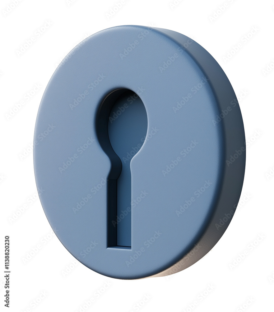 Poster 3d cartoon keyhole in flat view, isolated on transparency background
