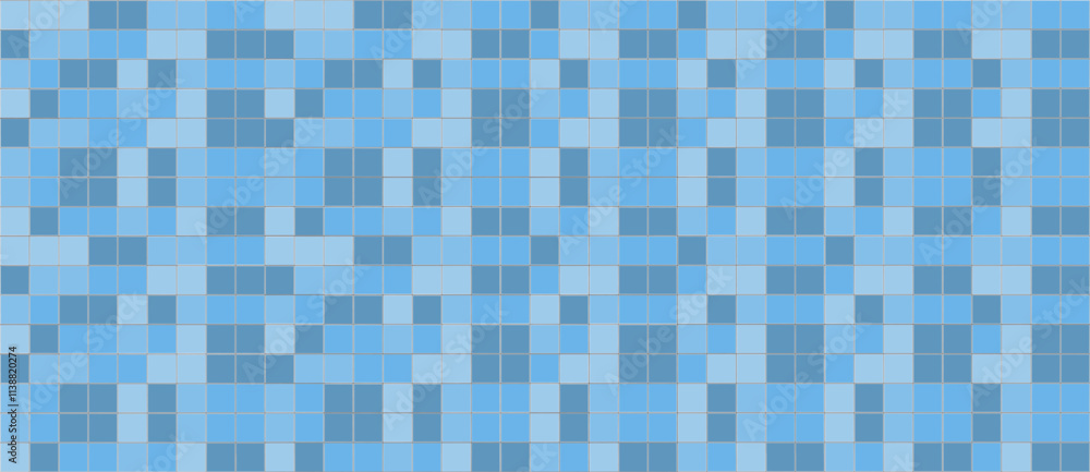 Poster colorful blue mosaic pattern fills the canvas with varied shades, creating a unique visual texture a