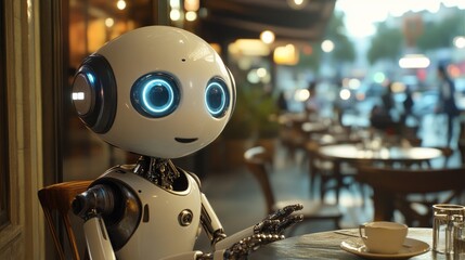 Fototapeta premium Person using a smartphone to interact with a friendly AI chatbot, illustrating modern technology and digital communication.