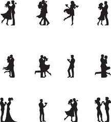 Romantic Couple Silhouettes in Various Poses