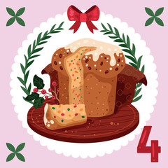 Illustration of Sliced Panettone Cake