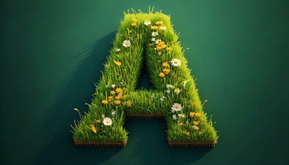 Grass & Floral Isometric Alphabet - A