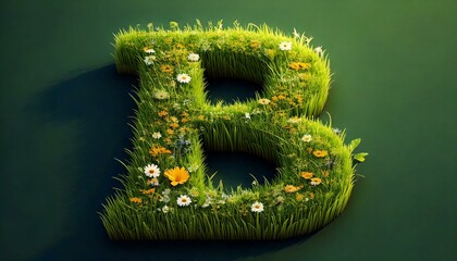 Grass & Floral Isometric Alphabet - B