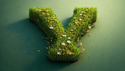 Grass & Floral Isometric Alphabet - Y