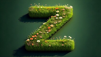 Grass & Floral Isometric Alphabet -  Z