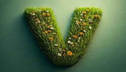 Grass & Floral Isometric Alphabet - U