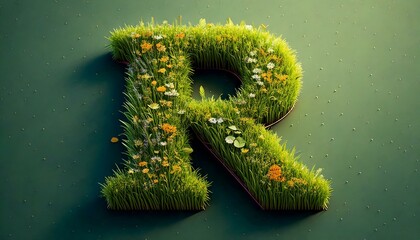 Grass & Floral Isometric Alphabet - R