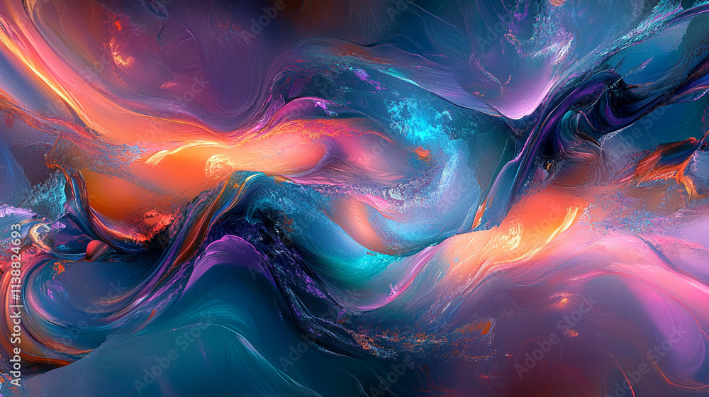 Poster colorful abstract swirl in vibrant hues with smooth textures creating a dynamic visual experience