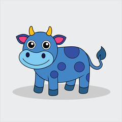 Funny Bule Cow vector illustration