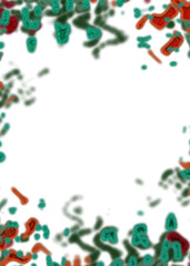 An abstract transparent psychedelic wavy vignette design element overlay.