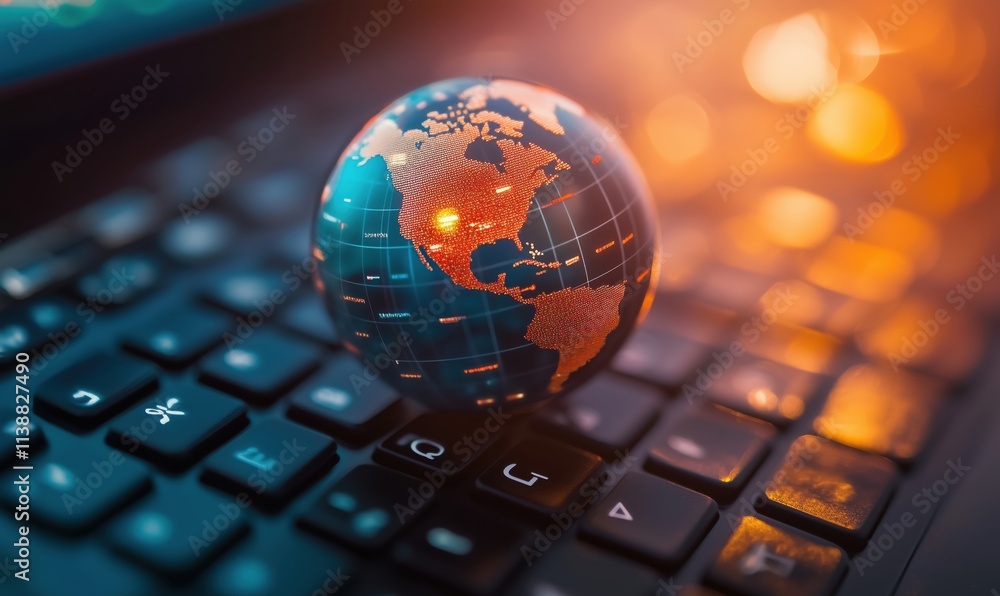 Aufkleber globe on keyboard representing global connectivity, technology, and digital world. keyboard with ill