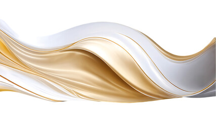 Obraz premium A high-quality, glossy abstract gold and white liquid wave design with elegant flowing curves and textures