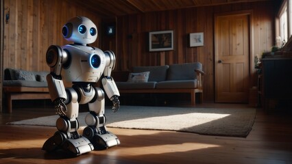 Fototapeta premium A robot is standing in a living room