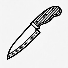 Obraz premium Kitchen Knife with Sharp Blade and Comfortable Handle Coloring Page