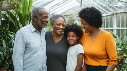 Obraz premium Multi-Generational Family Portrait in Garden Setting