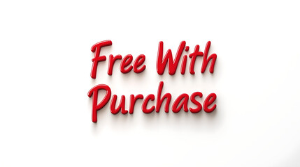 Free With Purchase Red Text on White Background  
