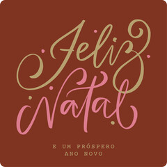 Feliz Natal. Merry christmas in brazilian portuguese. Modern hand Lettering. vector.