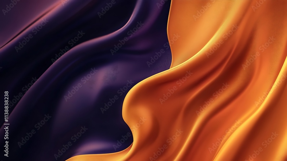 Poster colorful abstract background with flowing waves of orange, purple, and blue creating a mesmerizing f