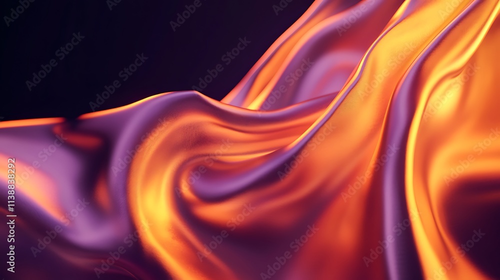Poster colorful abstract background with flowing waves of orange, purple, and blue creating a mesmerizing f