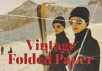 Vintage Folded Paper Card Photo Effect