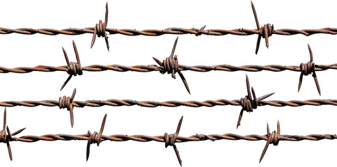 Set of barbed wires, cut out. PNG