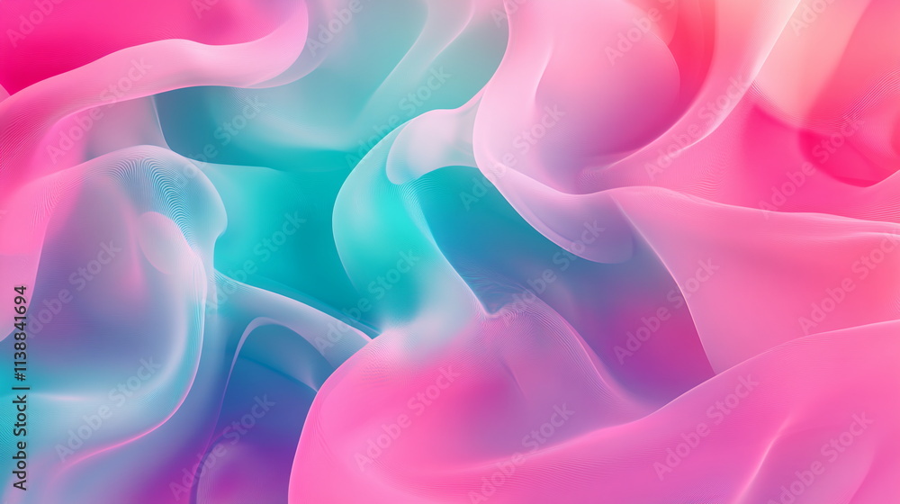 Aufkleber luminous flowing shapes. bright gradients in pink and turquoise. soft curves merging into abstract d