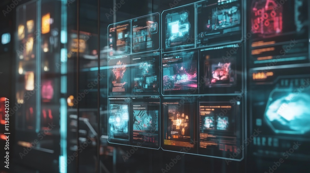 Poster futuristic tech interface: a glimpse into advanced digital systems