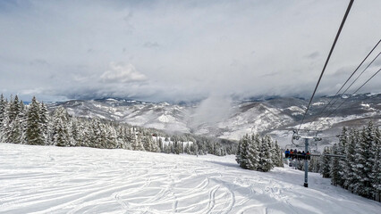 Ski day at Vail Mountain in the Rocky Mountains