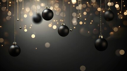 Black and white sparkling Christmas tree balls Christmas background bright lights