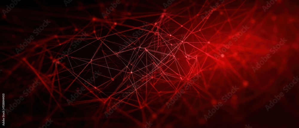 Poster abstract red network connection, digital technology background image
