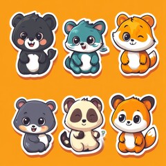 vector sticker cartoon animal faces with exaggerated emotions like happy, sad, shocked, angry, and sleepy  " ai generator "
