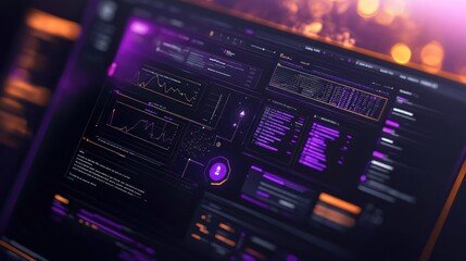Fototapeta premium Futuristic Data Analysis Interface on Laptop Screen
