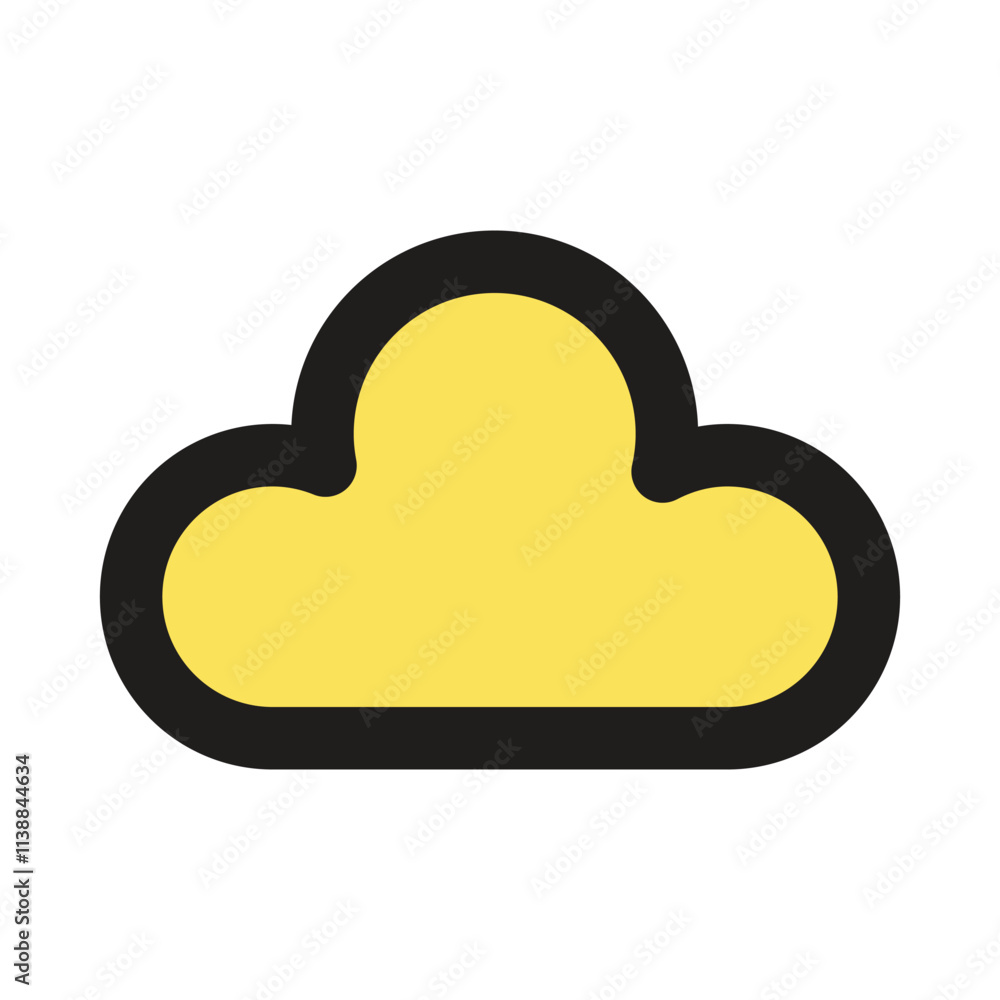 Poster the image shows a simple pixelated yellow cloud icon suitable for digital interfaces.
