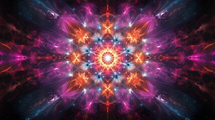 Naklejka premium Glowing abstract background illustration neon shiny blue and pink lights wallpaper design on black background, ordered geometric design