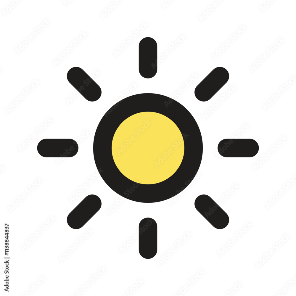 Poster the image shows a simple pixel art depiction of a sun icon commonly used in digital interfaces.
