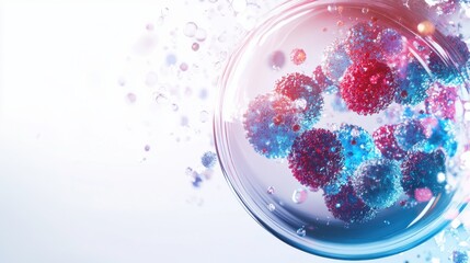 Microscopic Cells Multiplying in Petri Dish