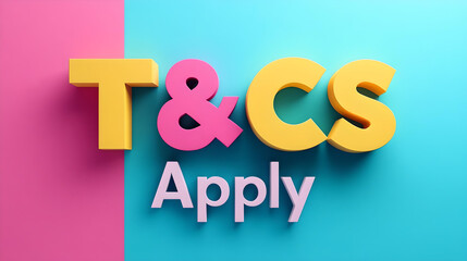 Colorful T&Cs Apply 3D Text on Split Background  
