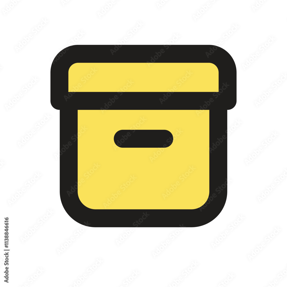 Poster the image shows a simple pixel art depiction of a yellow box suitable for use as a game asset or ico
