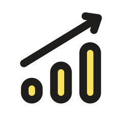 The image depicts a simple bar graph illustrating a positive upward trend and significant growth over time.
