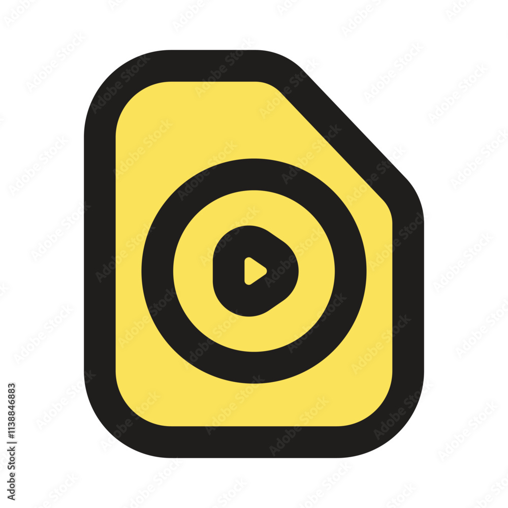 Poster a simple abstract image featuring a yellow circular design with a black outline against a dark gray 