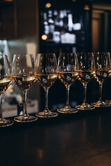 glasses on the table in restaurant