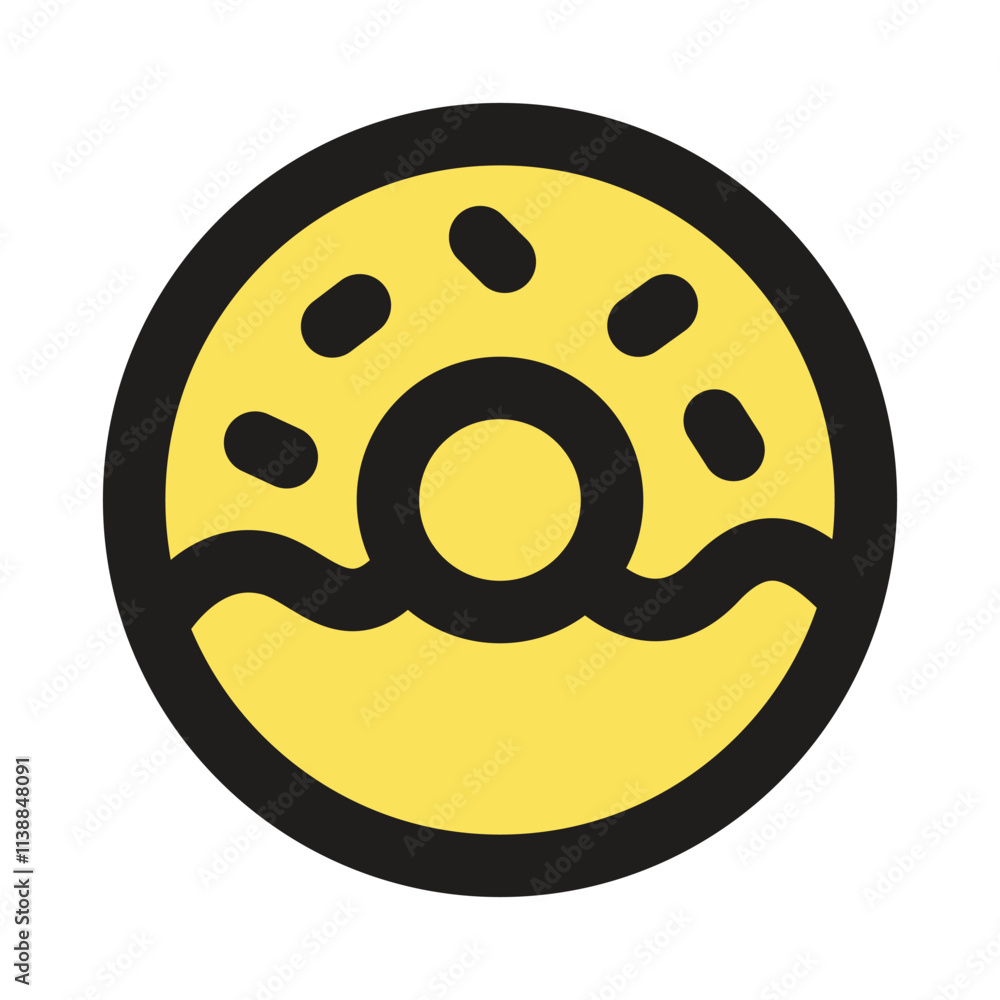 Poster the image shows a simple pixel art style graphic of a yellow circle resembling a donut or a stylized