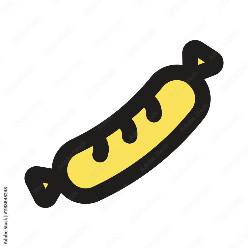 Poster the image is a low-resolution pixel art depiction of a single yellow baguette.