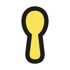 A pixelated gold keyhole against a dark grey background suggesting access or security.