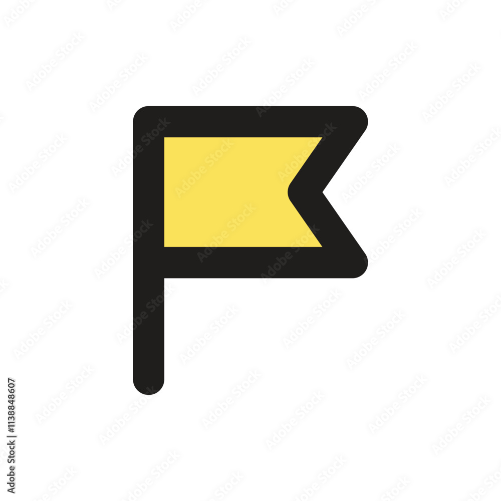 Aufkleber the image shows a minimalistic yellow triangular flag on a black pole a simple graphic symbol.