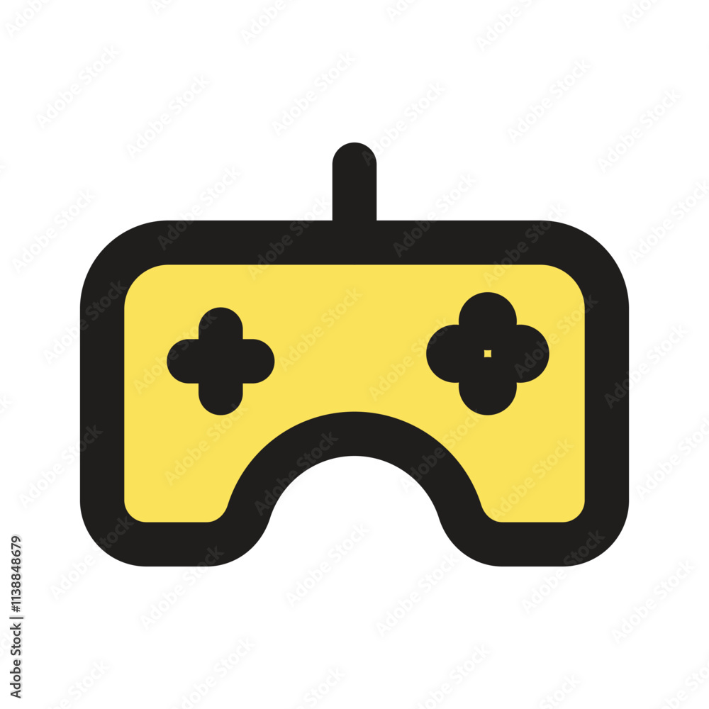 Poster a minimalist pixel art representation of a classic video game controller.