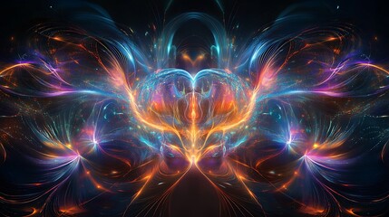 Neural ways and electrochemical reaction between human body cells, illustration of colorful brain like transmitters