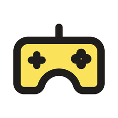 A minimalist pixel art representation of a classic video game controller.