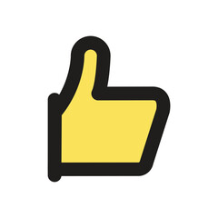 Obraz premium The image shows a simple pixel art depiction of a yellow thumbs up gesture.